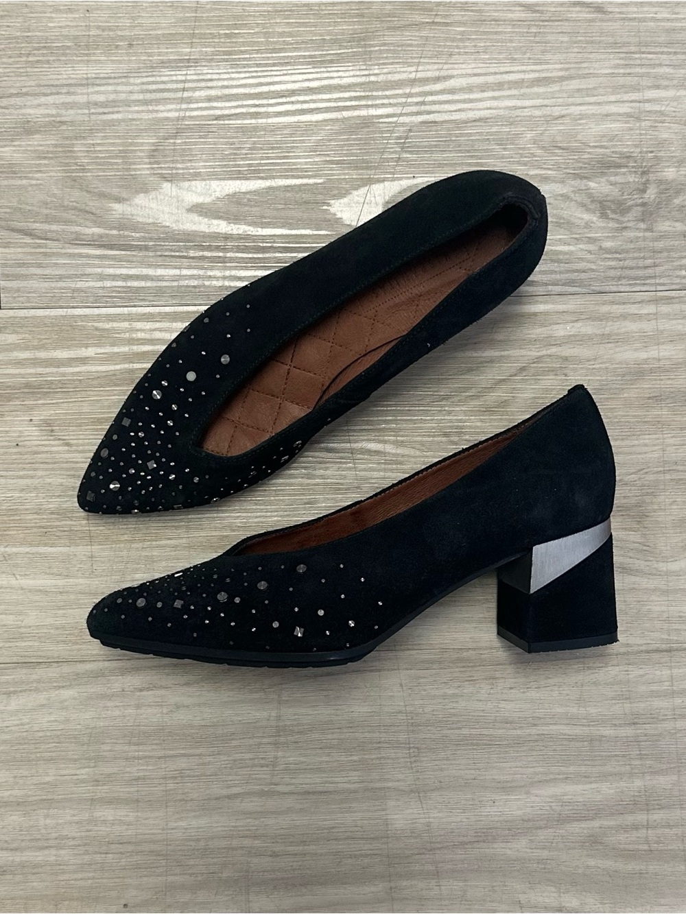 NEW - Hispanitas Larissa Embellished Pump in black suede.